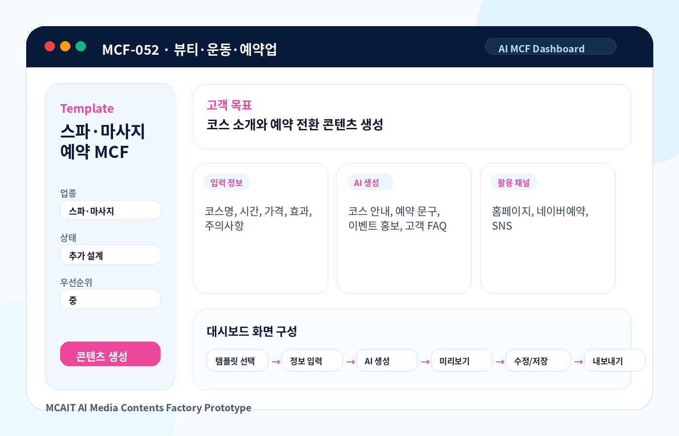 스파·마사지 예약 MCF AI MCF 프로토타입 이미지