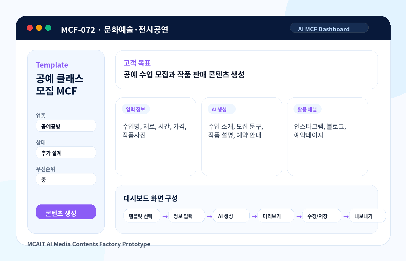공예 클래스 모집 MCF AI MCF 프로토타입 이미지