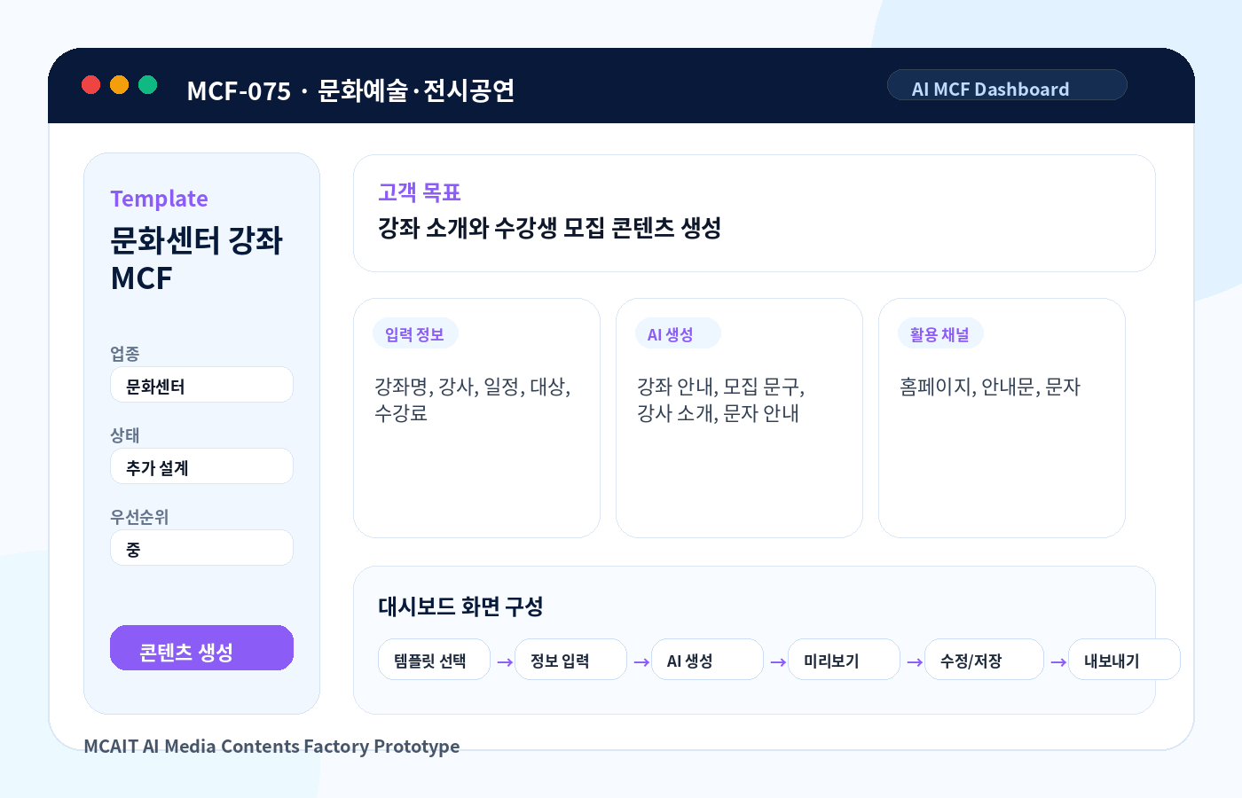 문화센터 강좌 MCF AI MCF 프로토타입 이미지