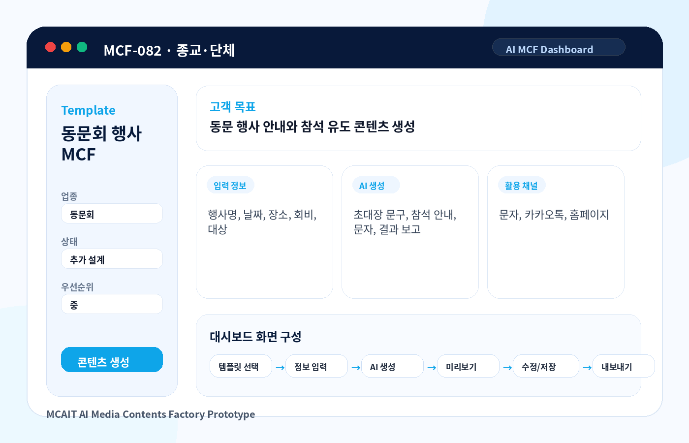 동문회 행사 MCF AI MCF 프로토타입 이미지